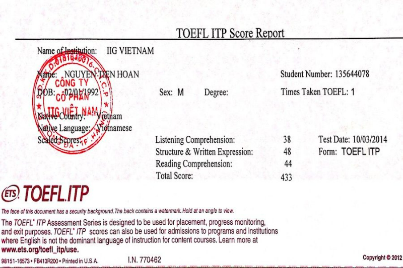 Bằng tiếng Anh TOEFL: Tất tần tật từ A-Z những điều cần biết 8 bang tieng anh toefl tdp ielts 7