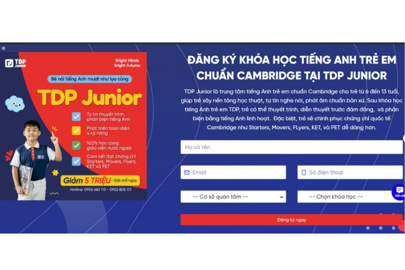 TDP Junior - Trung tâm tiếng anh trẻ em chuẩn Cambridge